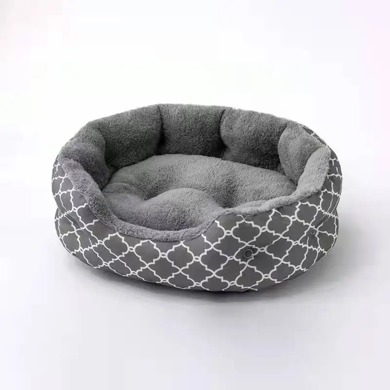 Oxford Cloth Material Pet Dog Sofa Bed With Fur Liner Removable And Washable Dog Cat square kennel non-slip bottom Nest