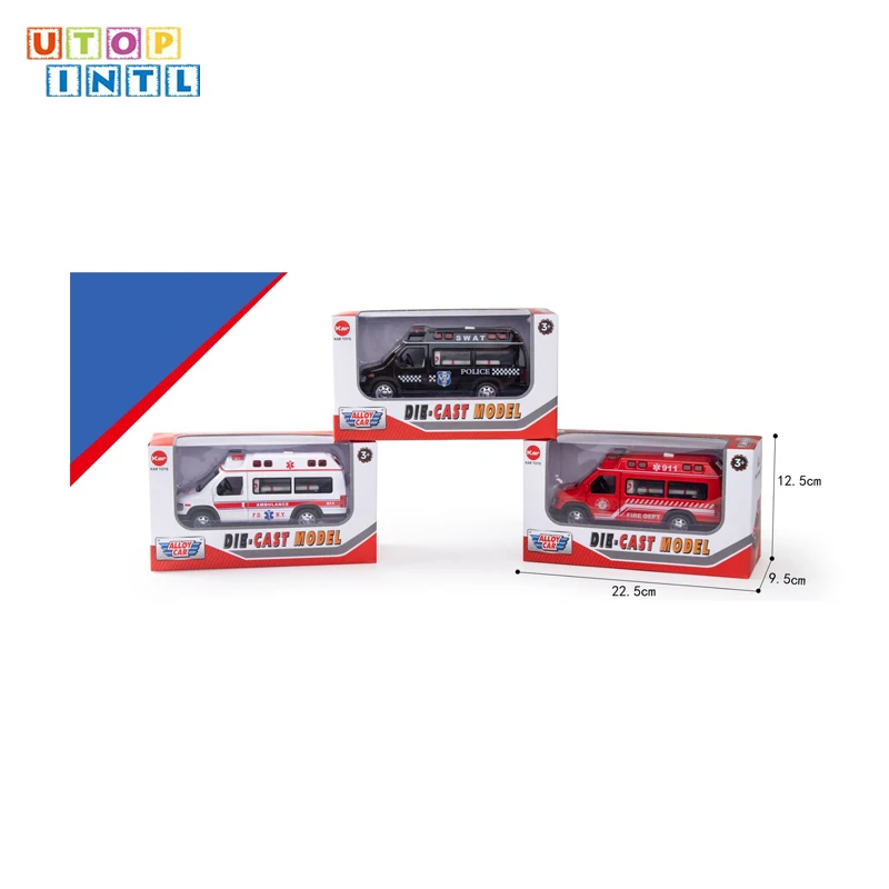 2020 new model pull back diecast toy vehicles alloy car fire fighting truck /ambulance /police car
