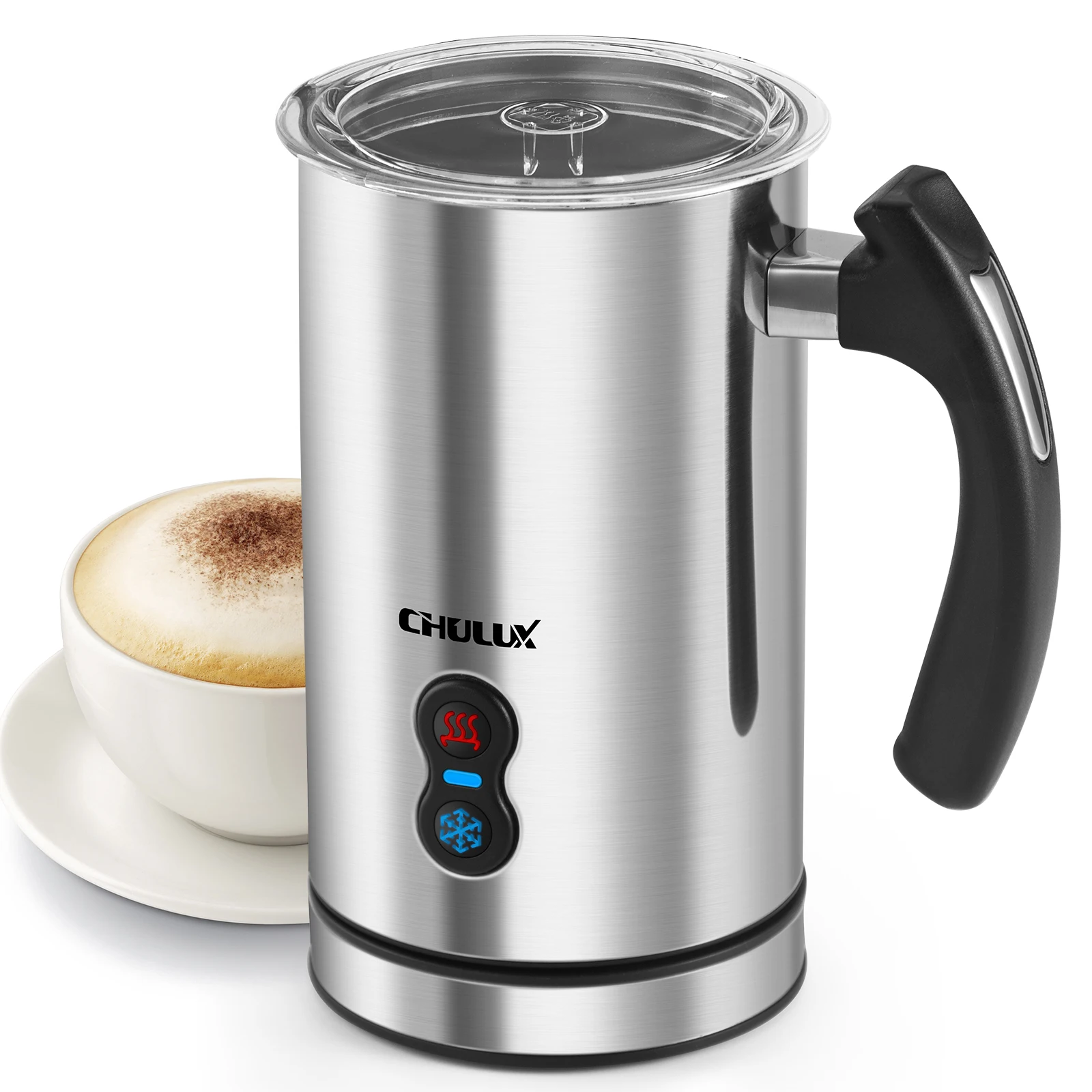 Electric Milk Frother 240ml 500W Automatic stainless steel milk frother non-stick coating, heating and foaming for hot and cold
