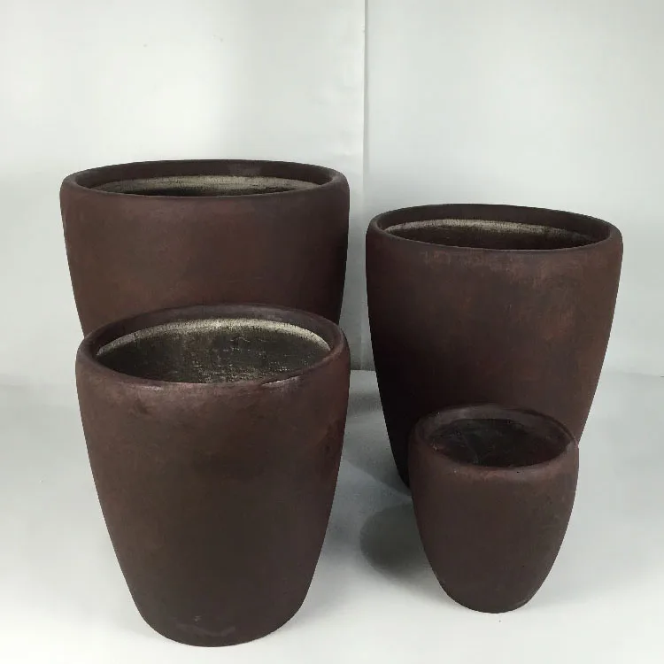 Wholesale round shapes large fiber clay garden planters pot indoor outdoor tall big size flower plant pot for decoration