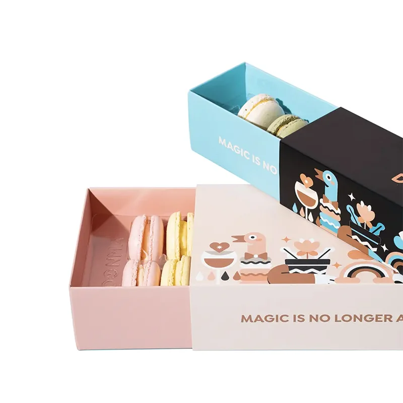 Reliable Price Fancy Food Grade Paper Square Donuts Macarone Cake Dessert Packaging Box With Logo