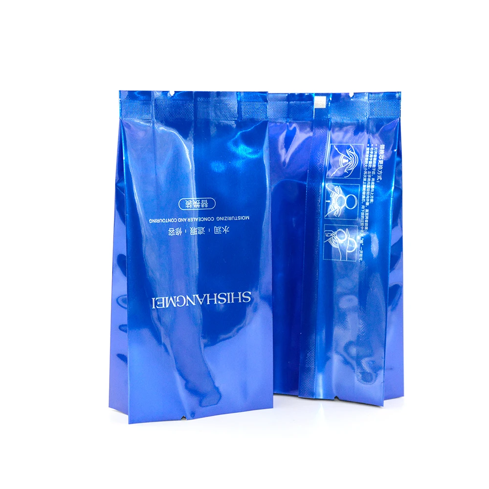 Sealed Plastic Bag on the Back Central Back Sealing Pouch Laminating Aluminum Pillow Bags Side Gusset Cosmetic Pouch Bag Package