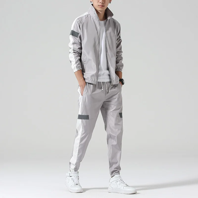 Wholesale custom cheap high quality 2 pieces white sports tracksuits polyester track suit for men