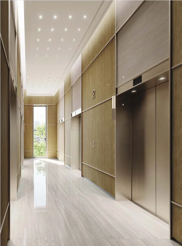 Wood veneer color change wall  elevator fire protection color change 3M Wood grain film