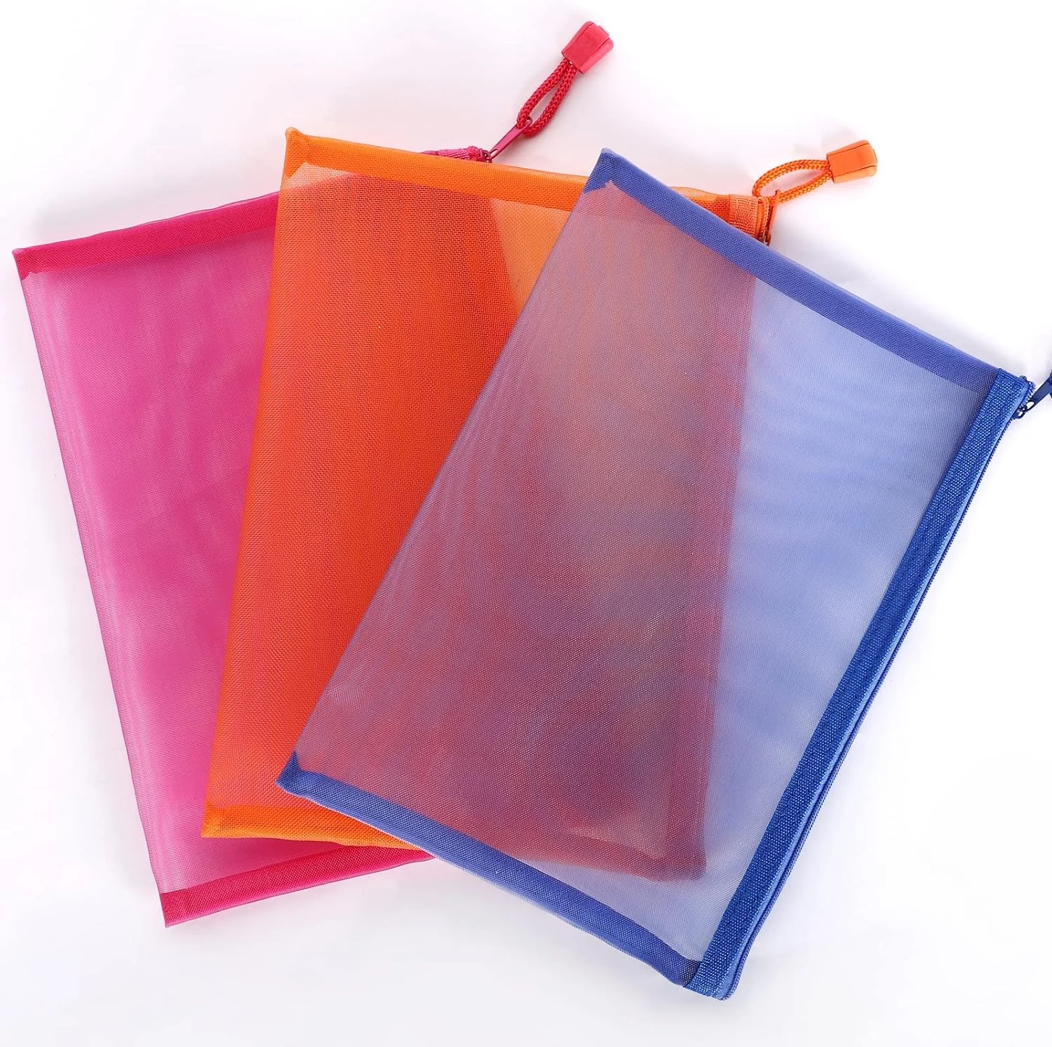 Pvc mesh bag Custom Label Transparent Nylon Mesh Zip File Stationery Bag  Pen Packaging Bags For Travel