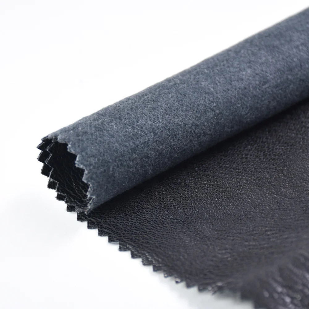Free sample environmental friendly protein waterbase  protein pu leather products viscose backing recycled fabric for garment