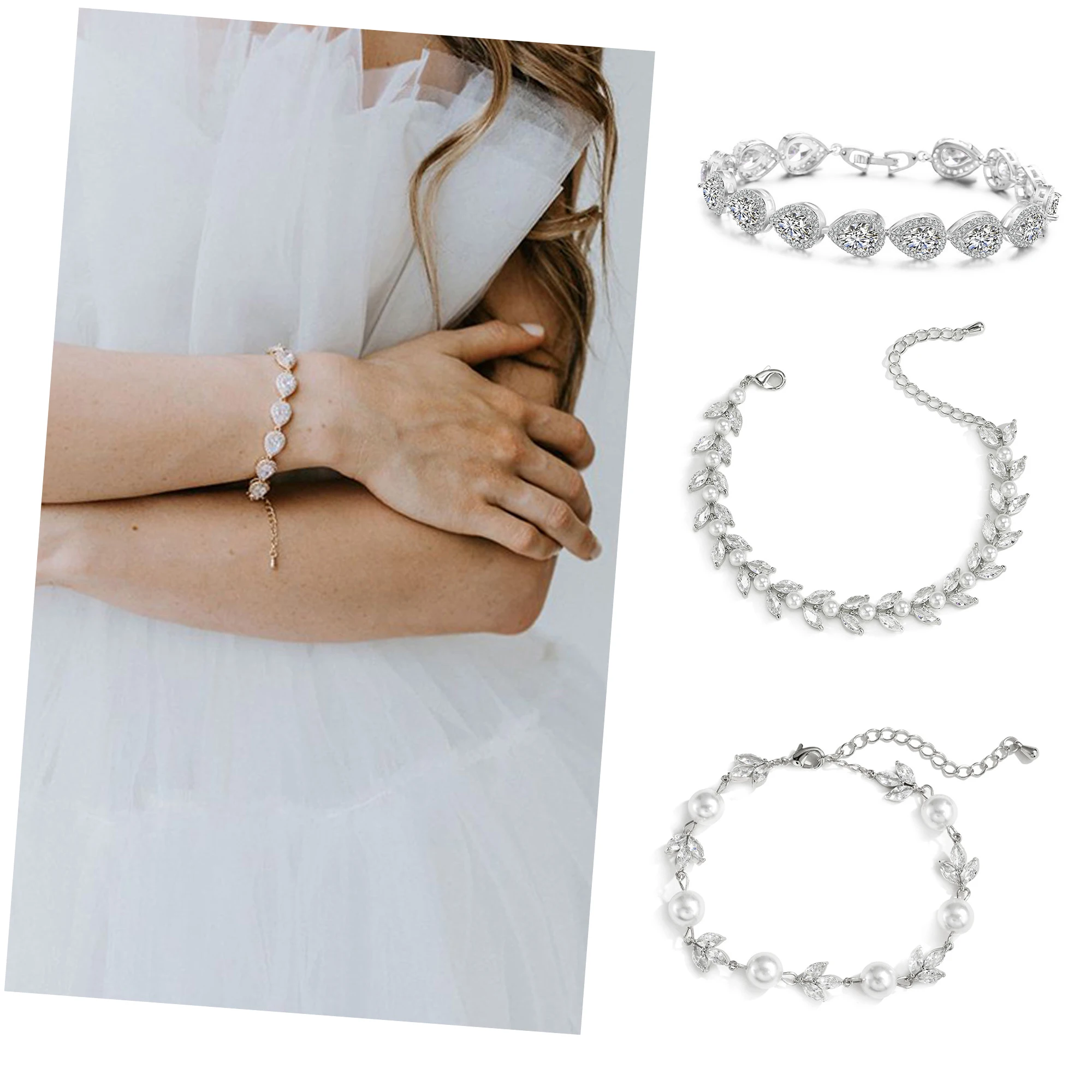 Mixed Styles Luxury Zircon Bracelet Bridal Wedding Bridesmaid Banquet Dress Matching Bracelets Jewelry Hand Accessories