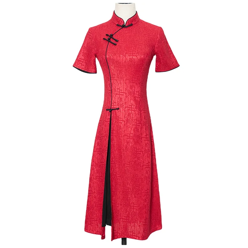 Top Sale Guaranteed Quality Red Cape Modified Custom-Made Cheongsam