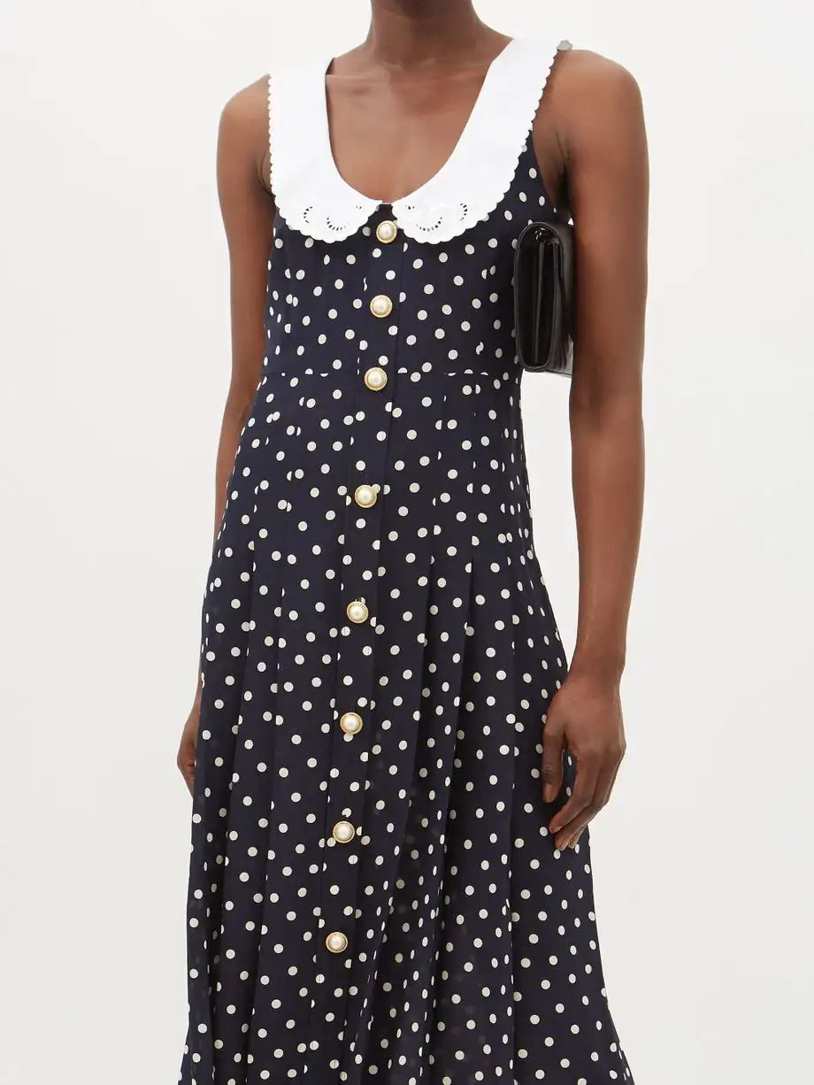 RedHK Custom High Quality New Arrives Fashion Summer African Dresses Black Dress With White Polka Dots Dresses Women Elegant