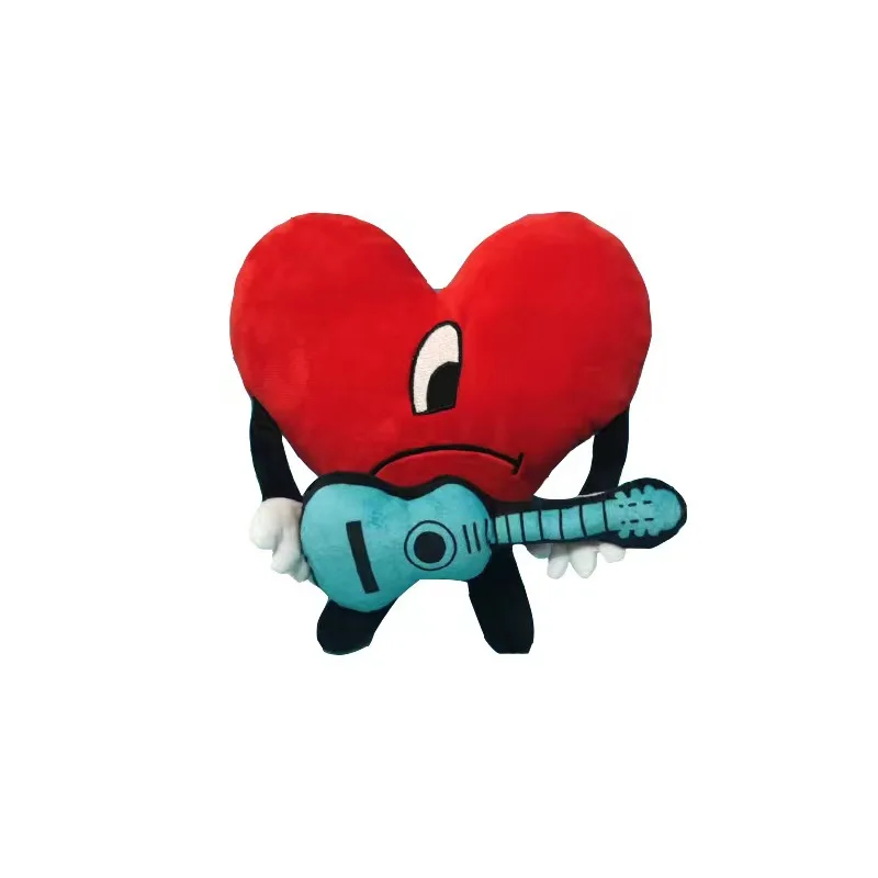 New Design Bad Bunny Heart Pillow Custom Red Heart Plush Pillow Stuffed Toy Un Verano Sin Ti  Christmas Birthday Gift for Boys