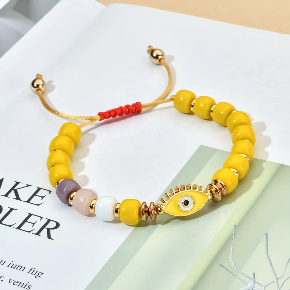 Boho Color DIY Glass Beads Evil Eyes Bracelet For Women Jewelry Turkish Eye Bohemian Friendship Pulsera Braided Rope Bracelets