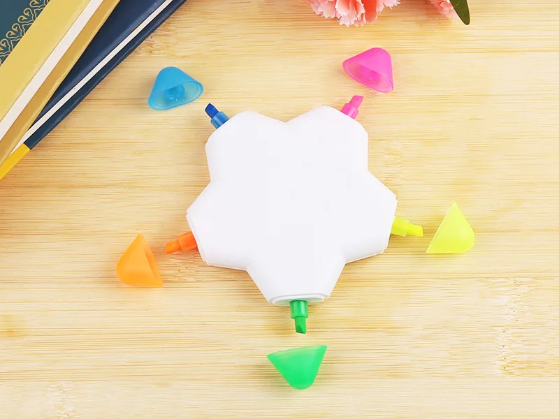High Quality Promotional Gift Office 5 Colors Star Shaped Marker Professional Highlighter Pen with Customized Logo