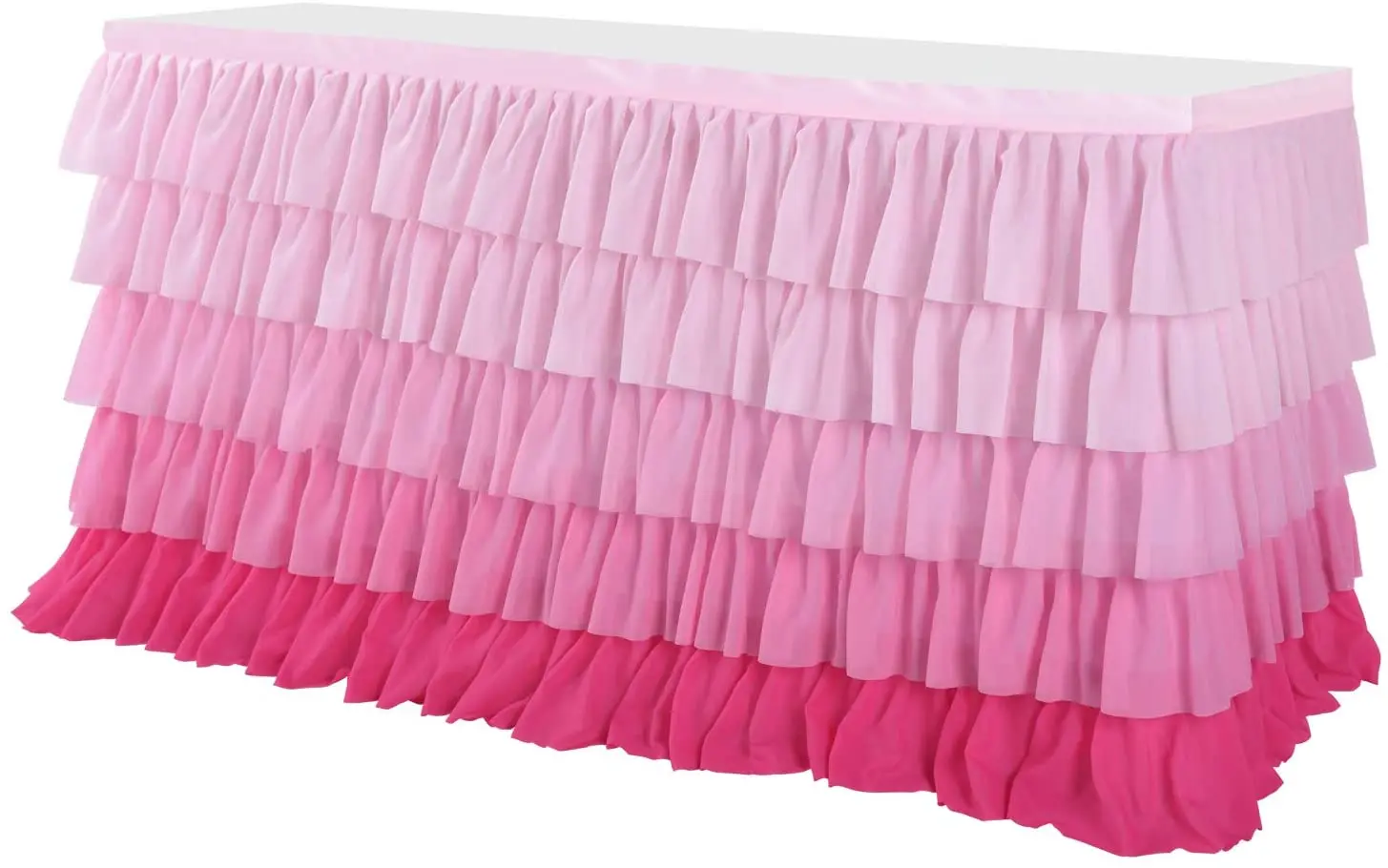 6ft Pink Tutu Table Skirt for Rectangle Round Tables Chiffon Table Cloth for 1st Birthday Party Decorations Baby Shower