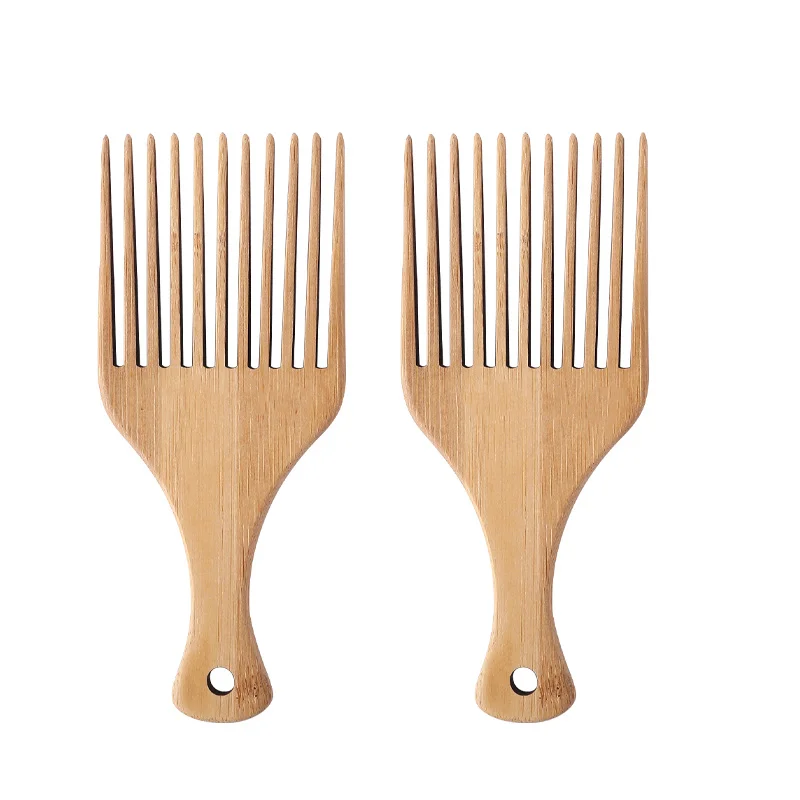 Barber Shop Hairdressing Bamboo Comb Wide Tooth Customized Combs For Black Women Hair Afro Pick Combs