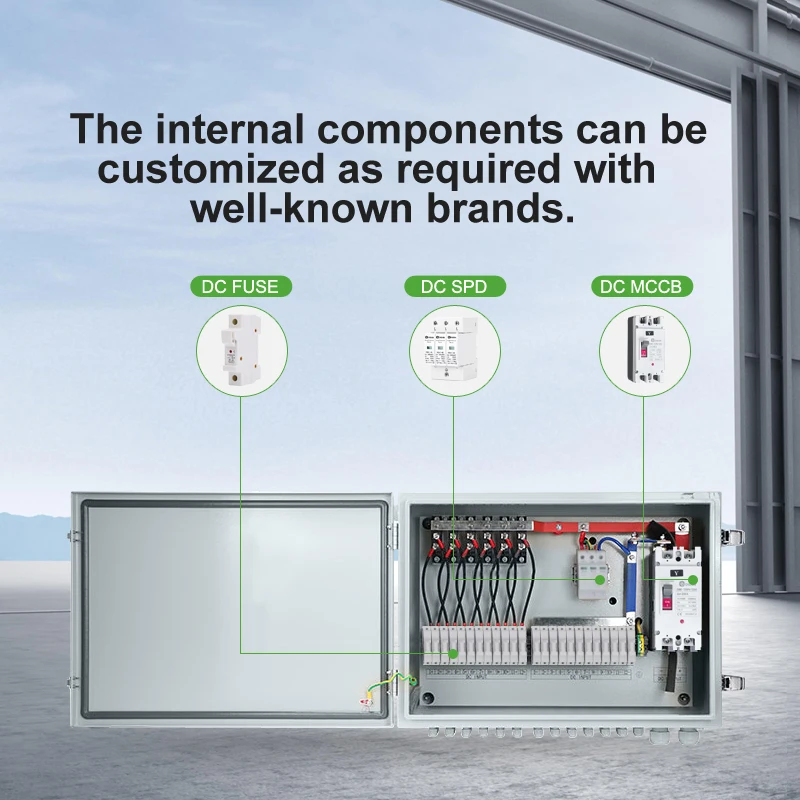 Customizable DDGH DC 1000V 2 in 2 out 2 String Electrical DC AC Combiner Box for PV Solar 6500w 25A 30A with RCD