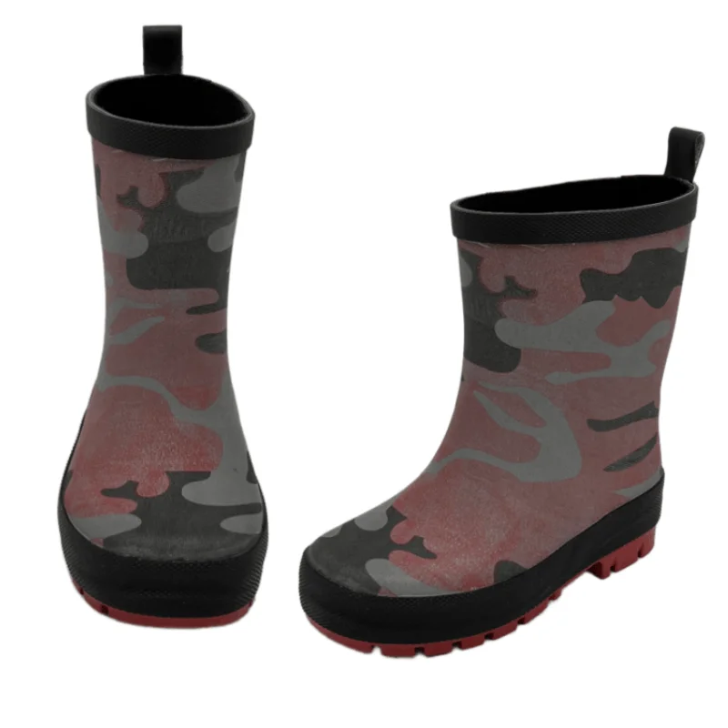 OEM Logo Child Fashion Waterproof Wellington Camouflage Gum Boots Toddler Rubber Rain Boots Unisex
