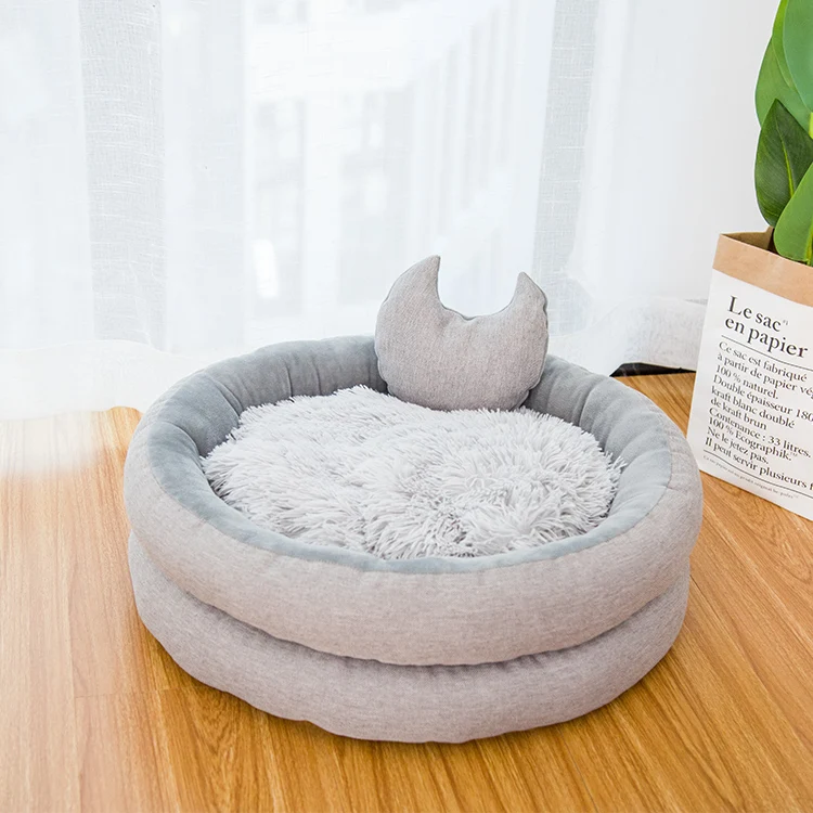 
Wholesale Custom Luxury Soft Plush Warm Pet Bed Cushion Sofa Donut Round Cat Dog Bed 