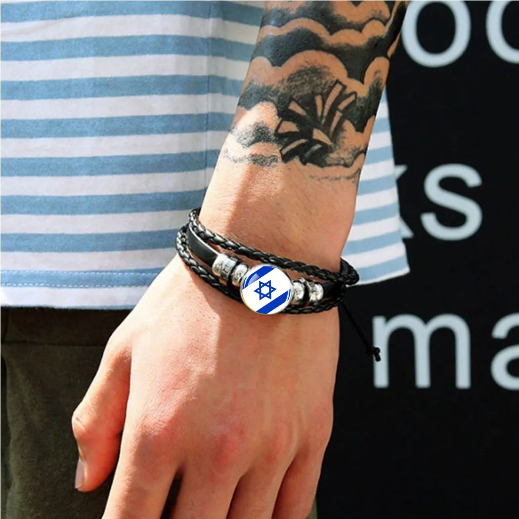 Flag Beaded Bracelet Afghan South Korea United Arab Emirates Israel Jewelry Bracelet Braid Bangle Custom Black Bracelet for Men