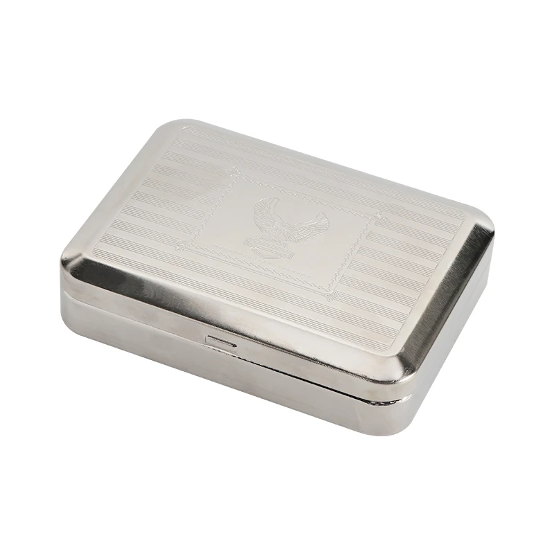 Hot selling 20pcs Metal Cigarette Case Smoking Accessories Moisturizing Box Black Silver Color Portable Cigarette Case
