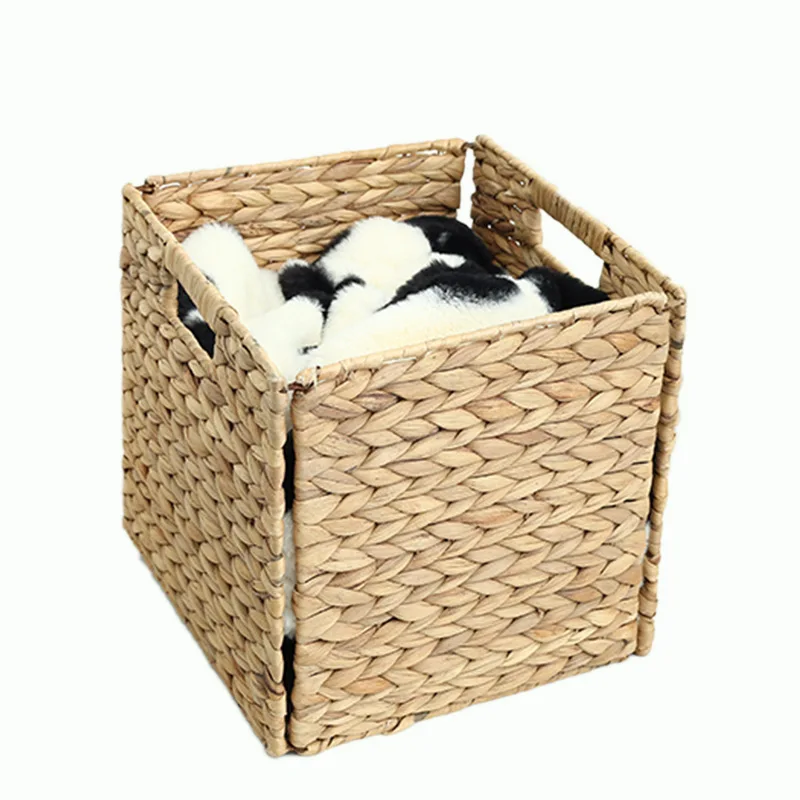 Water Hyacinth Rectangle Basket with Handles ,Wicker Storage Baskets Organizers for Home Decor Can decorate bedroom, bathroom