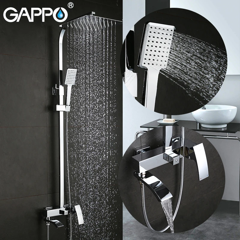 
Brass Rain Shower Basin Faucet Column Mixer Set 