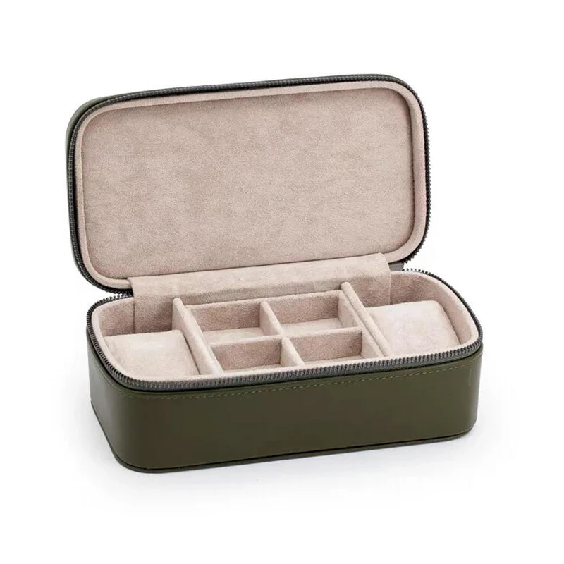 Two removable pu watch box strap zipper travel suede packaging box for watches and Jewelry Watch Jewelry Storage Case