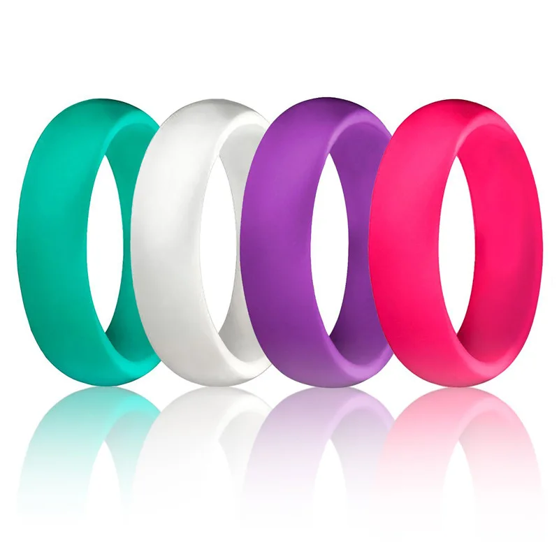 Wholesale custom sport rubber silicon rings wedding bands black men silicone wedding ring for men women