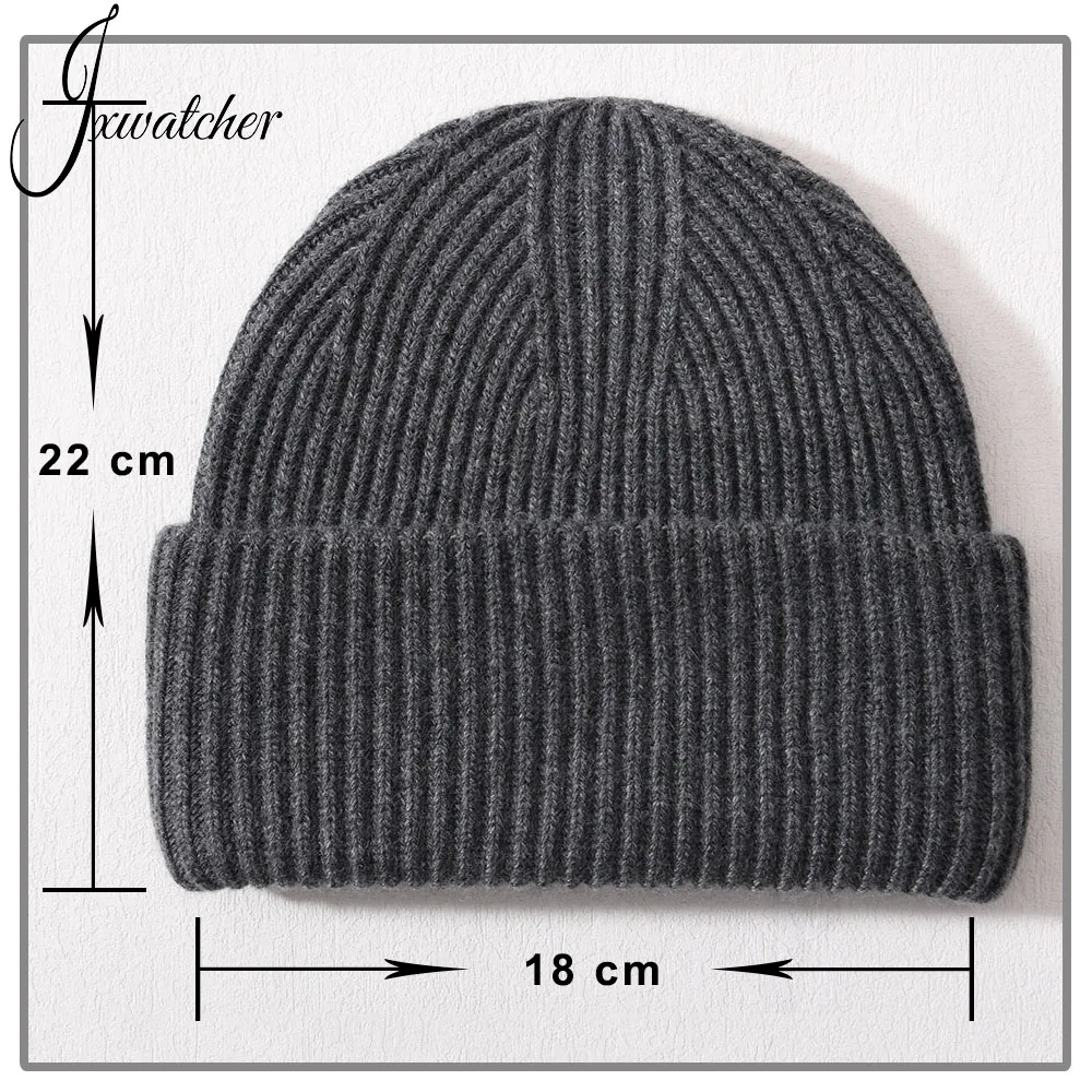 Soft Double Cuffed Thick Warm Custom Logo Wholesale Wool Knitted Hat Pure Color Plain Unisex Winter Cashmere Gorros De Invierno