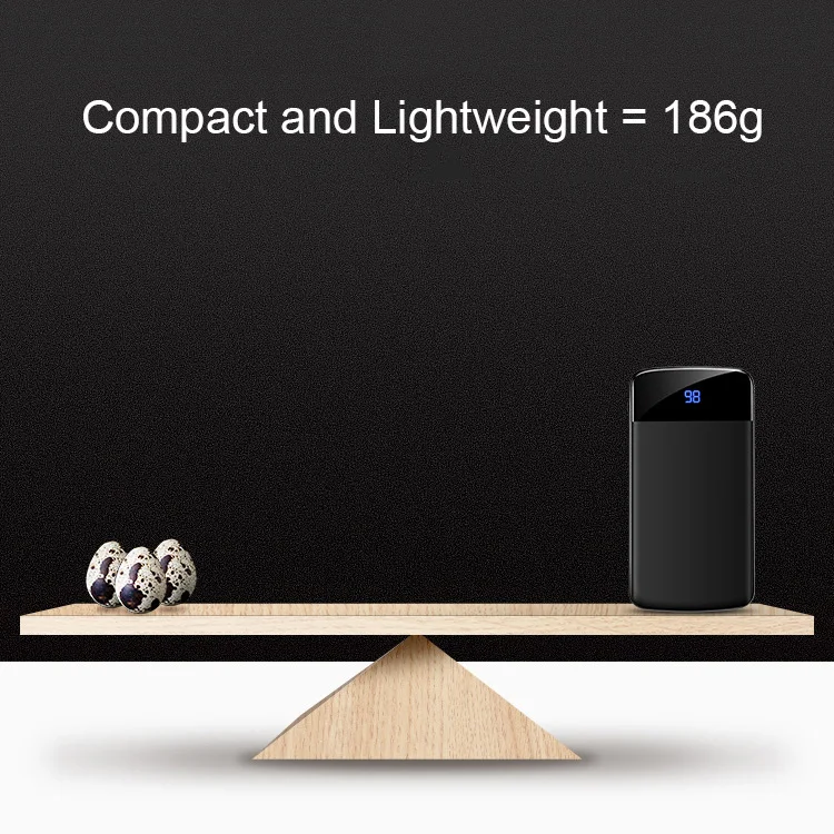 Portable LED Screen Mirror Face Ultra thin Type C Import USB Fast Charge Wallet Power Bank Mini Pocket Power Bank