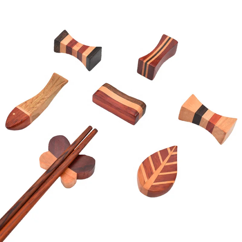 Wooden Chopsticks Holder Leaf Shape Forks Rest Knife Stand Frame Art Craft Dinner Tableware Chopsticks Rack