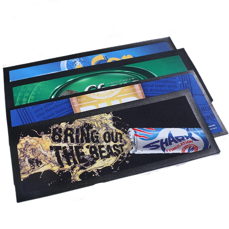 Manufacturers support customized Logo non-slip label rubber mat personalized rubber beer mat