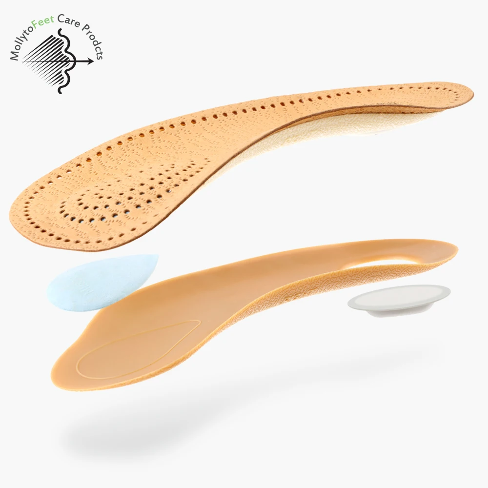 Arch support shock absorbing heel correction natural sheepskin breathable insole made of genuine leather