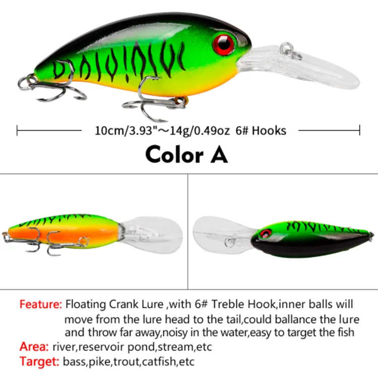 100mm 14g Artifical hard crank baits wobblers topwater floating fishing lures crankbaits for bass fishing and pike fishing