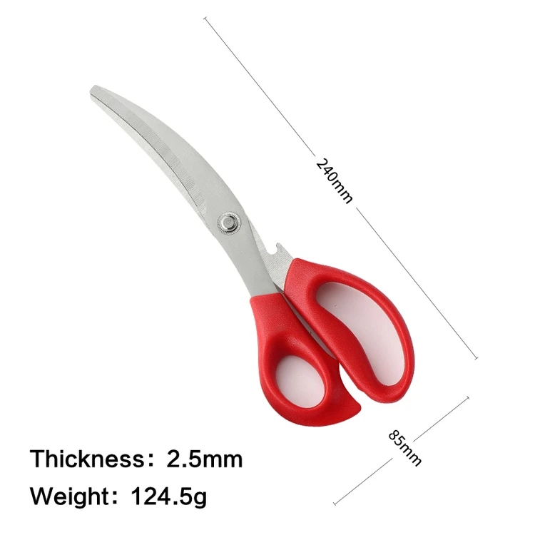 Competitive Price Kitchen Single Scissors Korean Curved Blade Barbecue Scissors