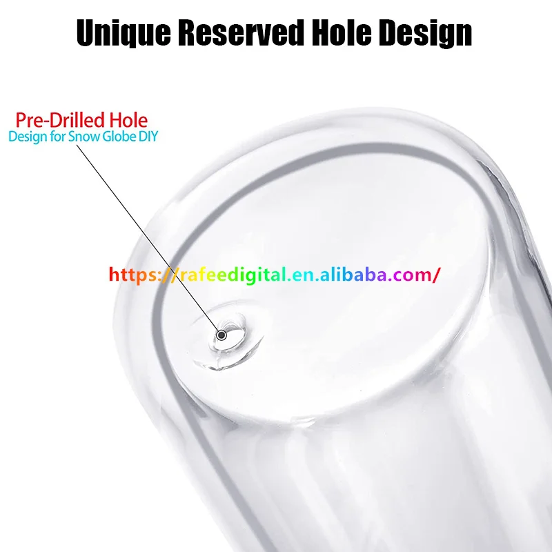 USA Warehouse 16oz 16 oz Pre Drilled Hole Clear Double Walled DIY Glitter Blank Sublimation Snow Globe Snowglobe Beer Glass Can