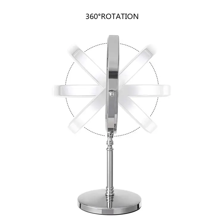 Docarelife Standing Private Label 1x 7x Magnifying Chrome Cosmetic Mirror 360 Rotatable Double Sided vanity two way round mirror