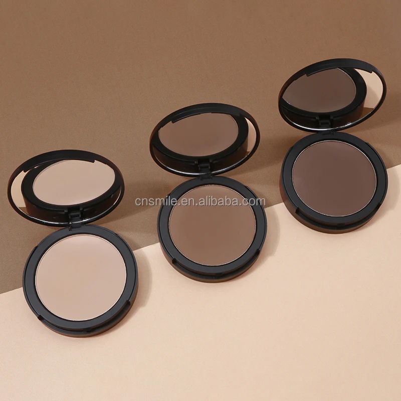 W18 High quality velvet oem vegan pressed face powder dark brown pressed powder
