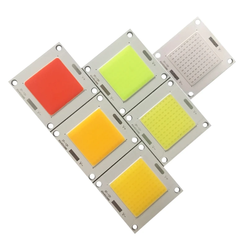 High Power 50W LED COB Chip White Red Green Blue Amber Color 12V LED Chip 4040mm