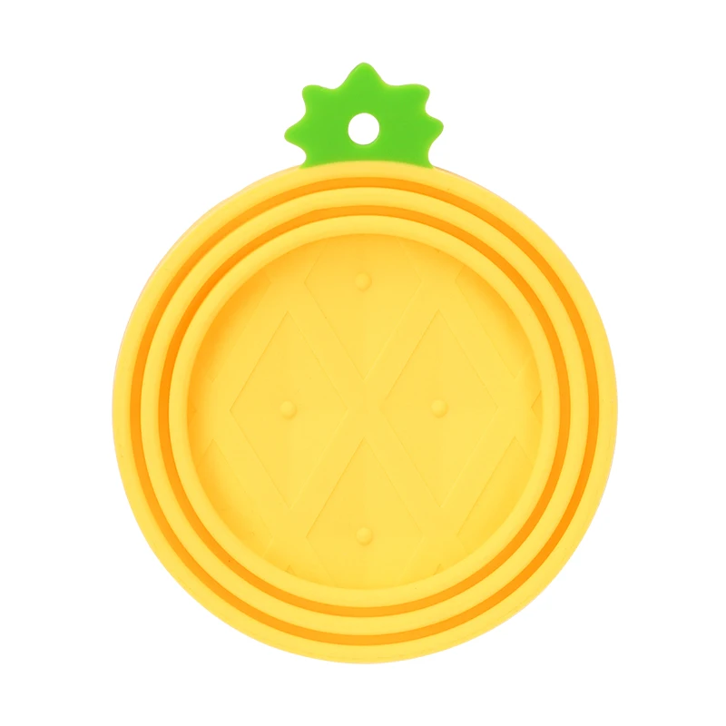 Cute pineapple silicone pet food can cover 3 standard size in 1 garbage cans with cover