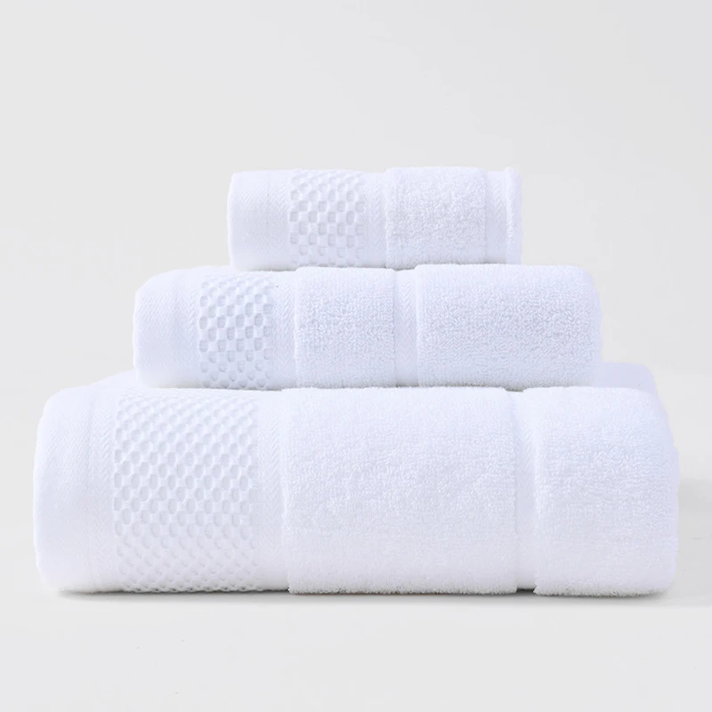 Cotton Soft Plain Cotton High Quality Microfibre Bath Embossed Hotel Logo Towel Plated Double Towel For Bathroom