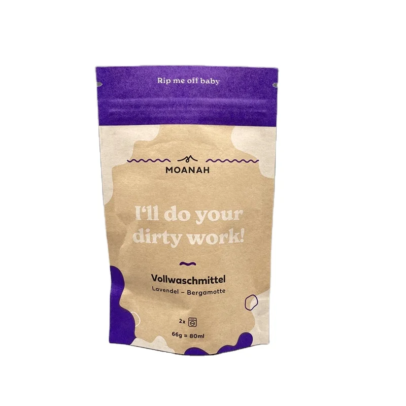 100% Compostable Bags Eco-friendly Biodegradable Craft Paper/Pla Cornstarch Plastic Packaging Pouches With Zipper