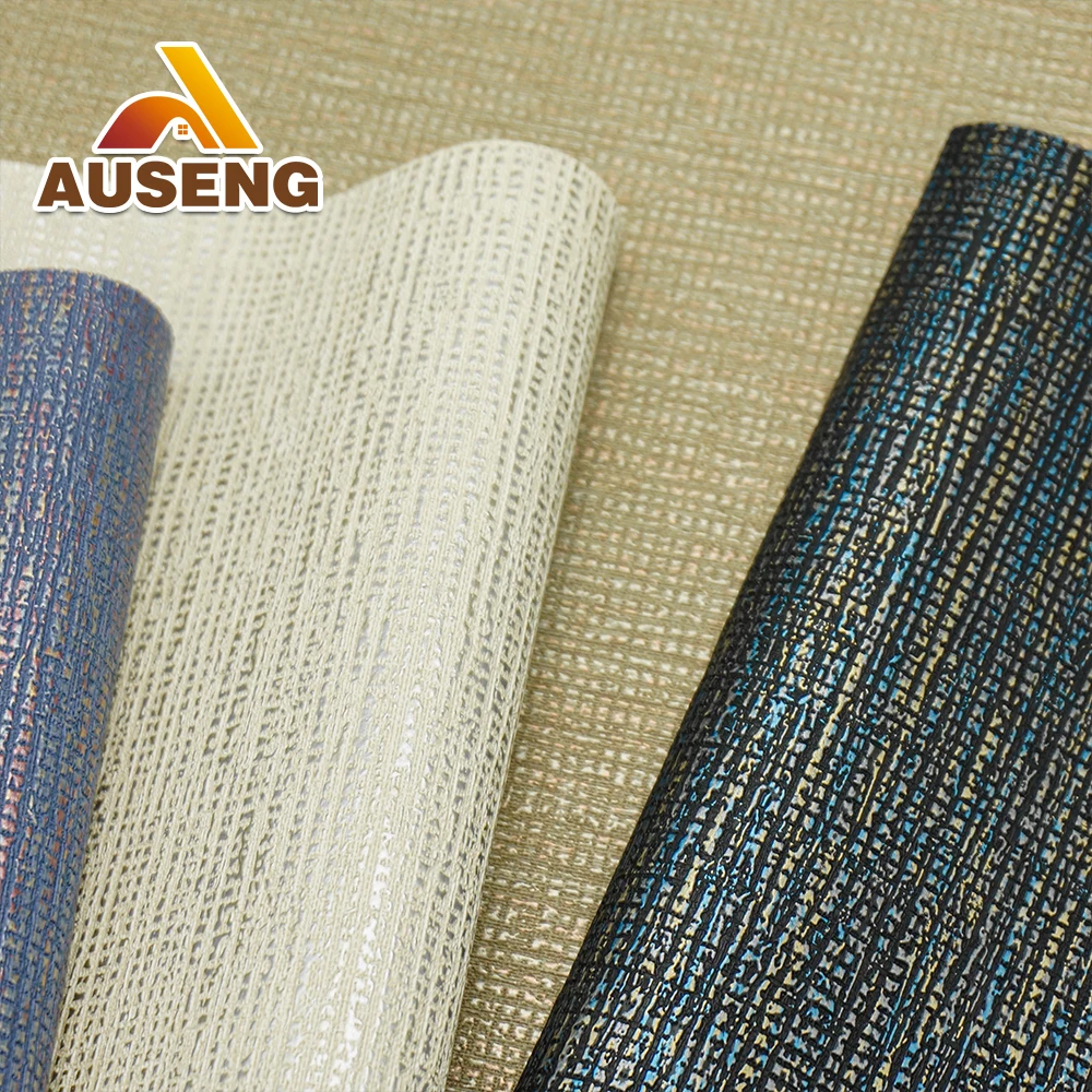 Factory Wholesale Heat Resistant Natural Grasscloth PVC Wall paper Vinyl Wallcovering Wallpaper For Hotel Wall Decoration