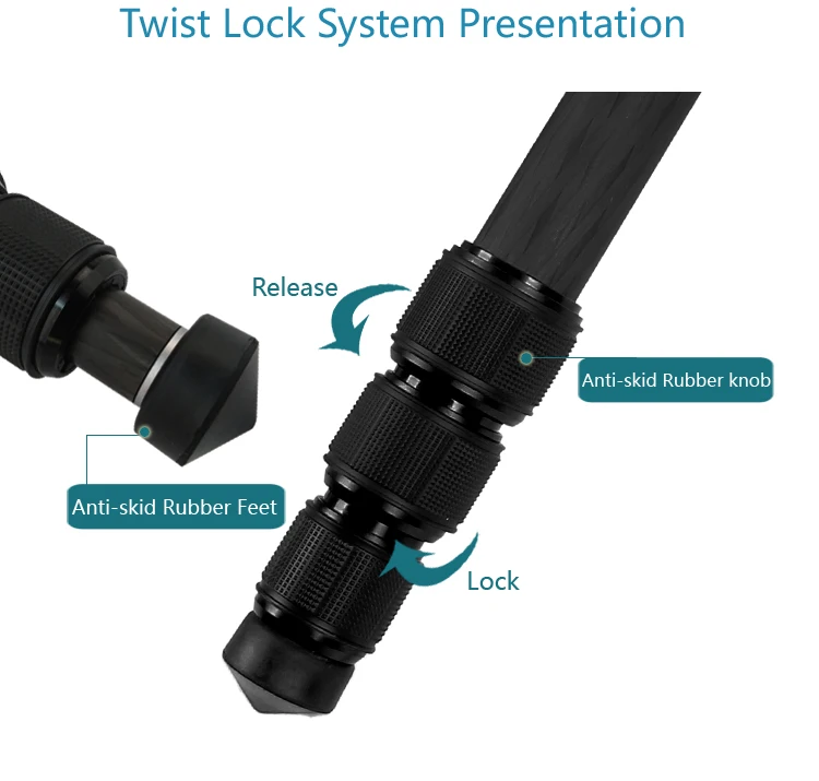 Lightweight Heavy Duty DSLR Camera Carbon Fiber Tripod with Ball Head Quick Release Plate Stand