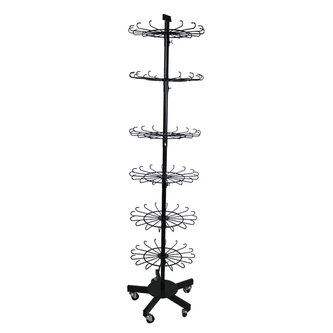Floor-standing 7 Tiers Spinning Display Rack, Small Goods Display Stand for Ground Promotion