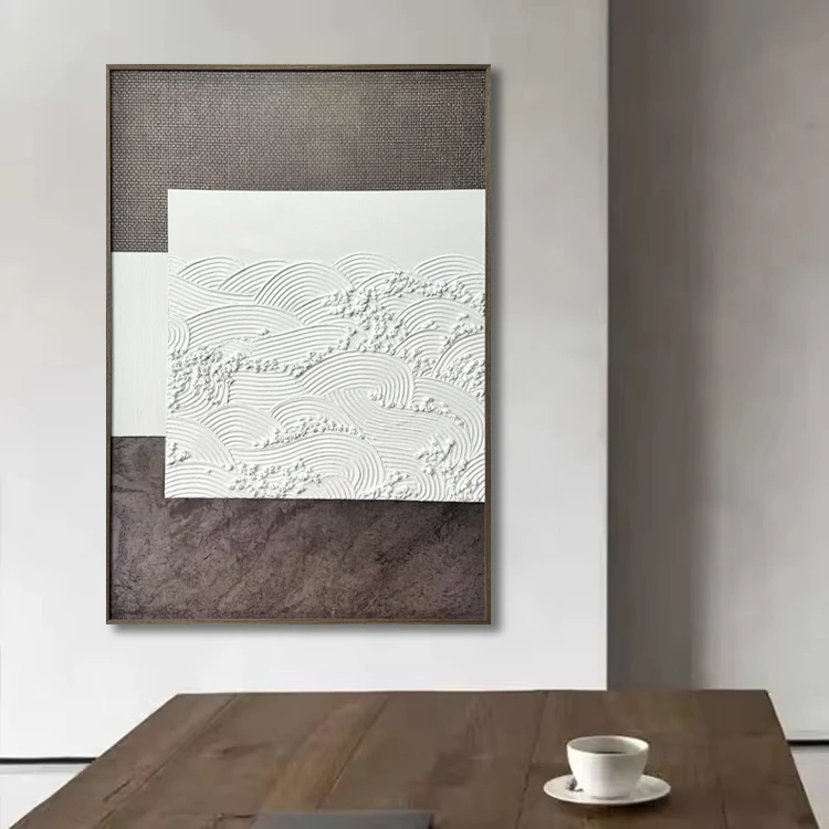 Искусство 3 панели черно-белый абстрактный холст Настенные рисунки 3D текстурированная живопись для гостиной 80x120 см