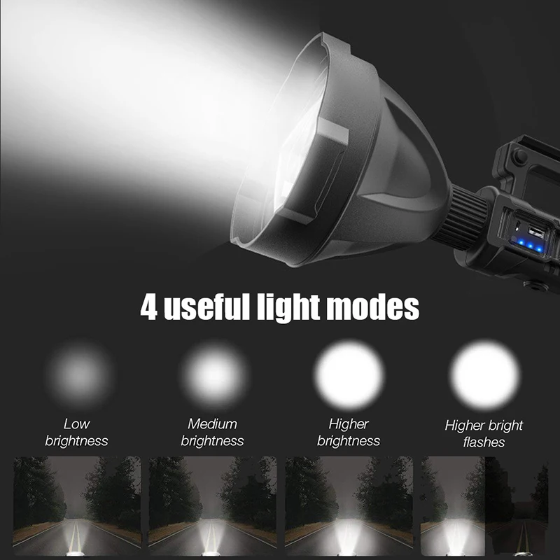 
USB Rechargeable Hunting Torch Light Powerful LED Set Mountain Cycle Flashlight 