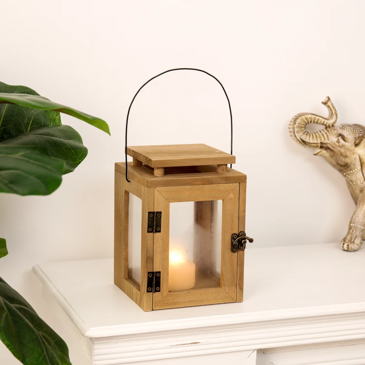 EAGLEGIFTS European Style Outdoor Courtyard Home Decoration Wooden Candle Holder Garden Hanging Hurricane wooden Lantern