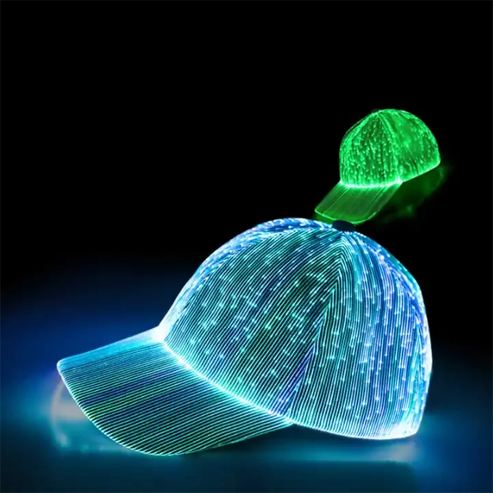 OEM ODM Wholesale Fiber Optic Fabrics Cap USB Charging Light Up Baseball Cap Luminous Glowing Gats