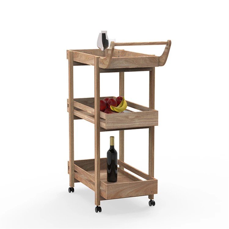 Restaurant Mini Bar Design Wooden Mobile Dining Room Wine Beer Tea Hotel Wooden Food Cart Trolley