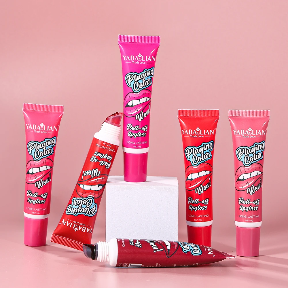 6 Colors Peel Off Liquid Lipstick Waterproof Long Lasting Lip Gloss Mask Moisturizer Lipgloss OEM ODM Private Label Service